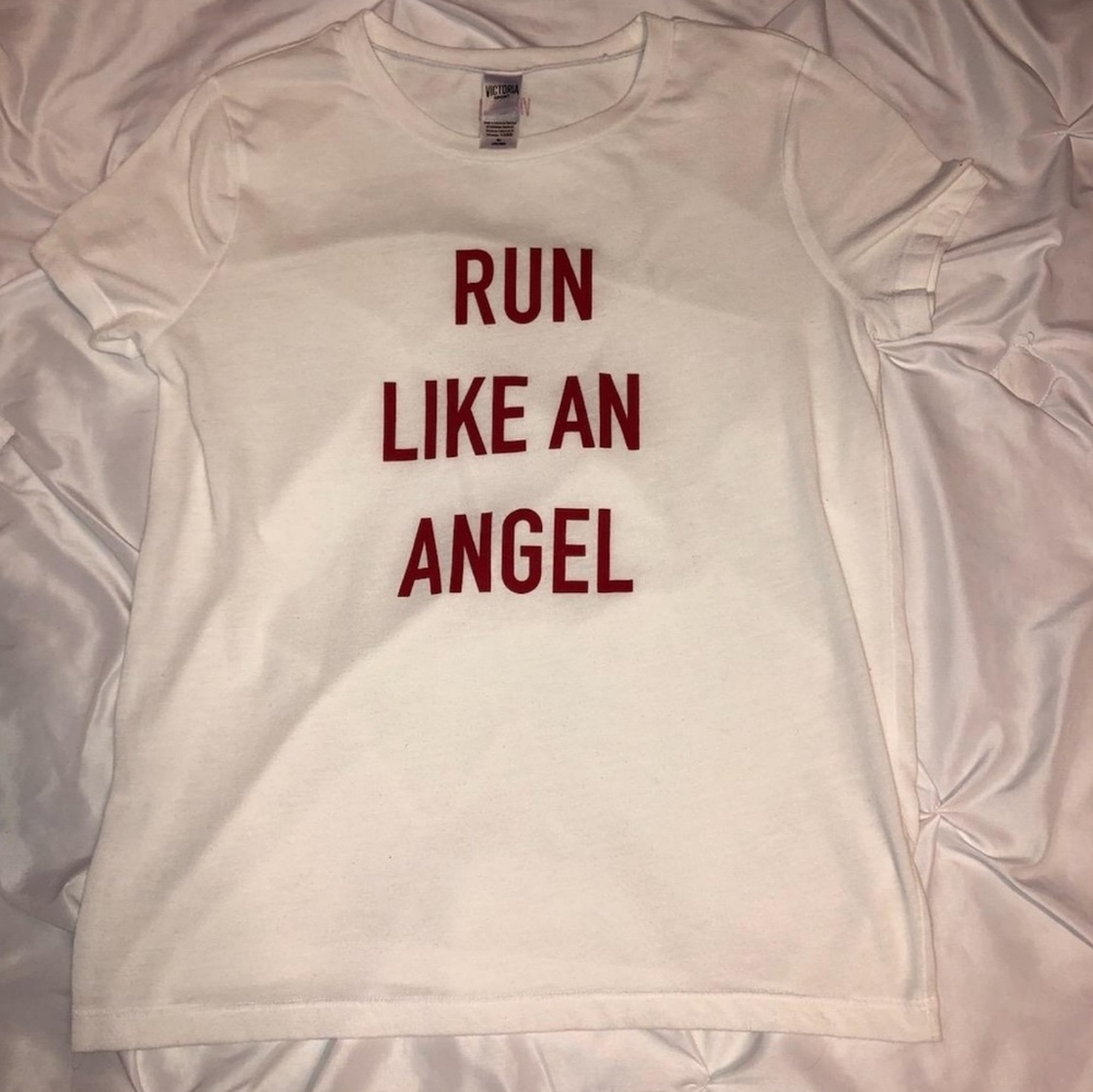 Victoria secret white Run like an Angel T shirt